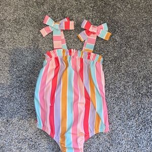 Little girl one piece striped swimsuit 2T